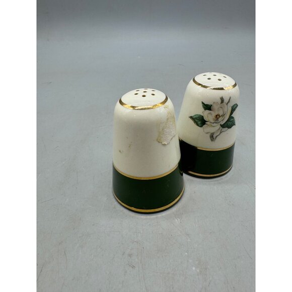 Vintage Ceramic Salt & Pepper Shaker Set With Magnolia Flower Design READ - Picture 3 of 16